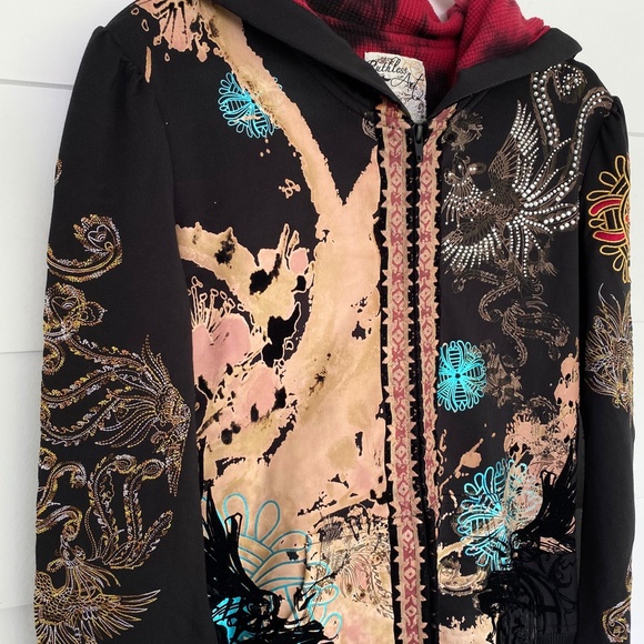 Ruthless Art Embroidered Rhinestone Embellished Black Hoodie Medium - Picture 8 of 17